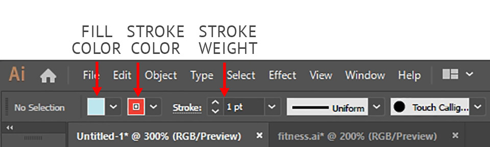 fill and stroke coloring shapes in illustrator