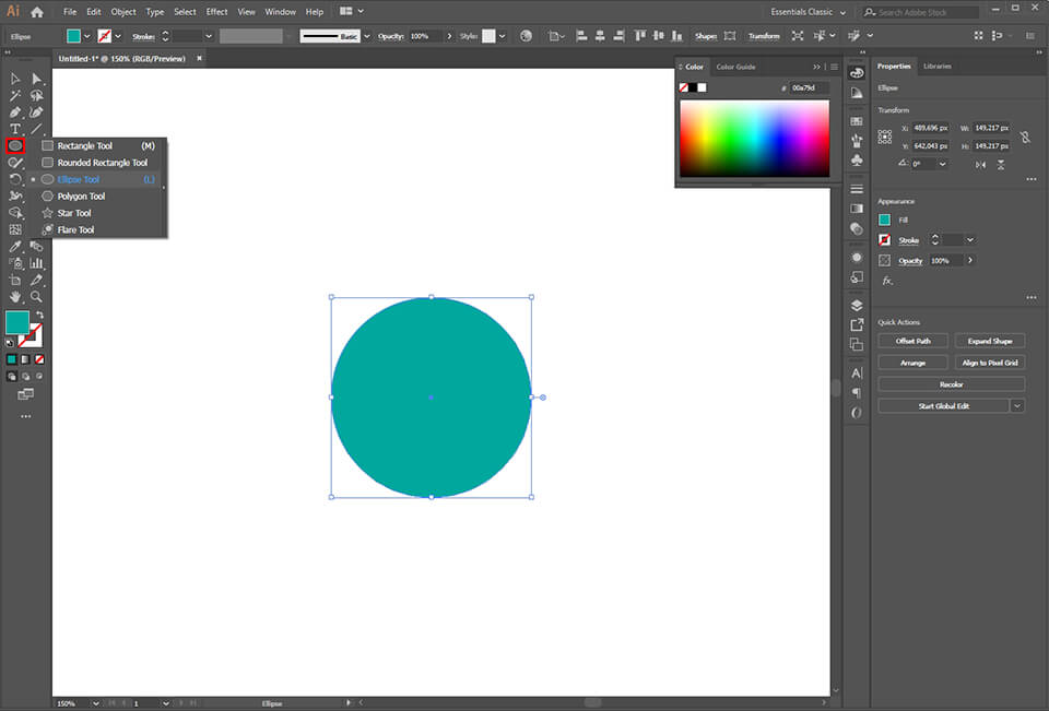 ellipse and circle illustrator shape tool
