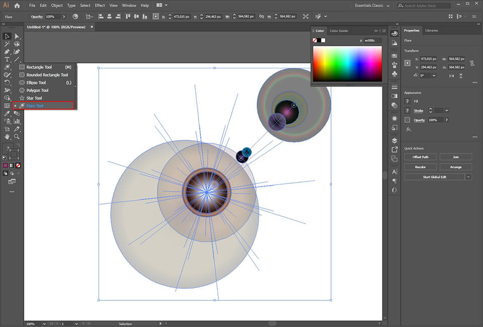 flares illustrator shape tool