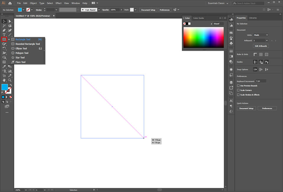 rectangle and square illustrator shape tool