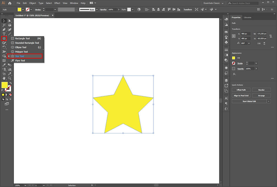 star illustrator shape tool