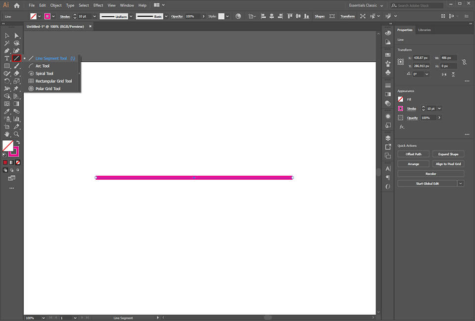 straight line illustrator shape tool