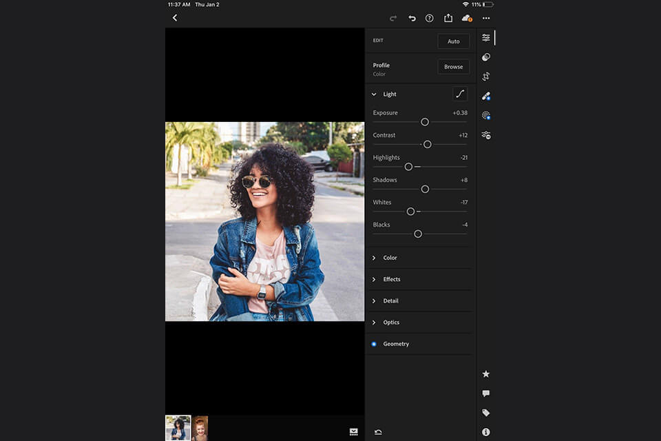 lightroom mobile app interface