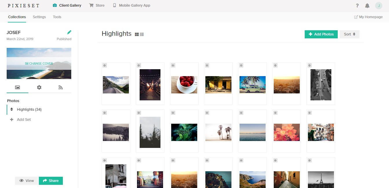 pixieset custom collection