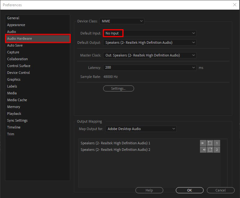 premiere pro preferences settings