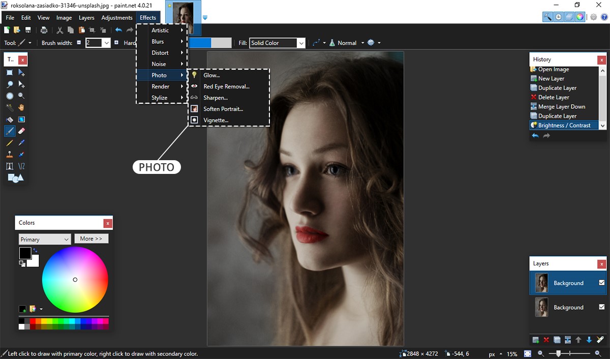 paint net photo editor effects