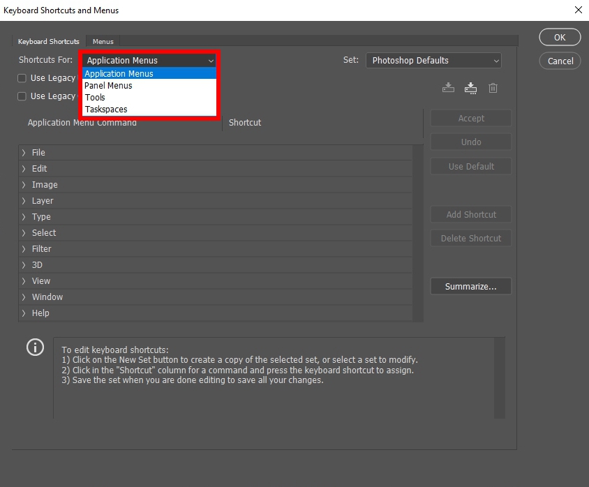 photoshop hotkeys customization