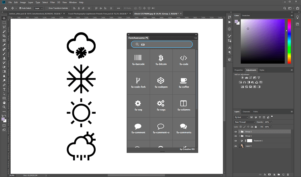 font awesome ps photoshop plugin