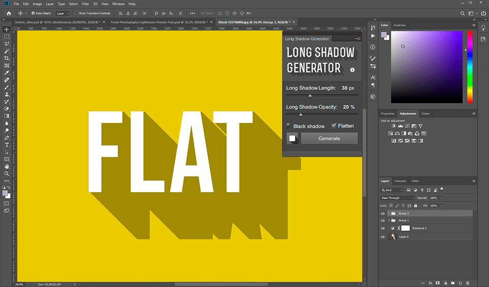 long shadow generator photoshop plugin