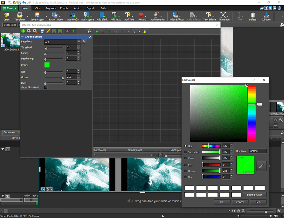videopad video editor green screen