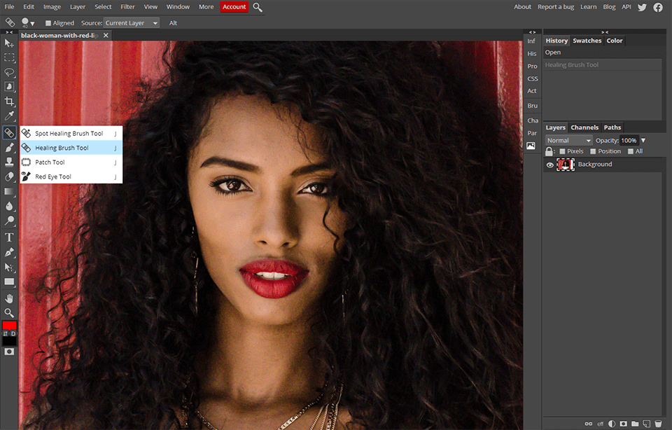 photopea online editor healing brush