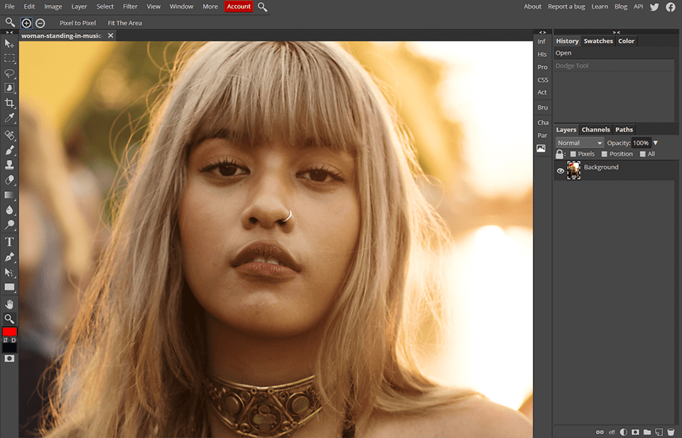 photopea online editor zoom tool