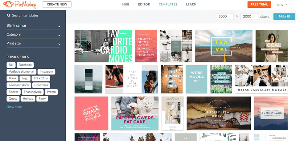 picmonkey design templates