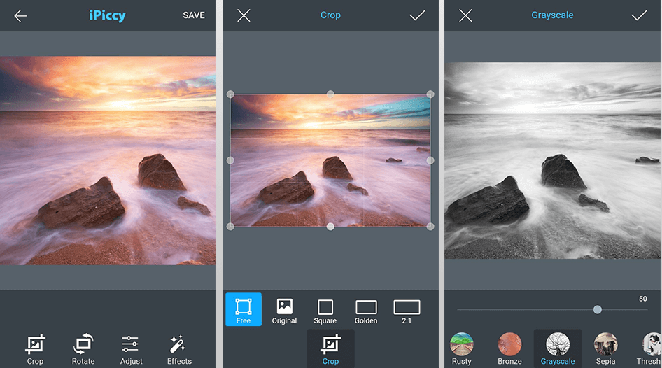 ipiccy mobile interface