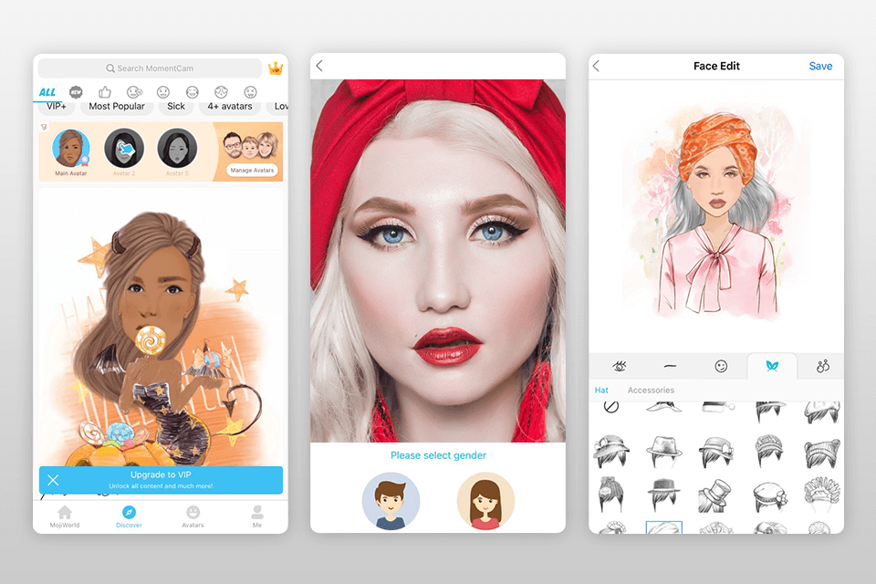 momentcam image cartoonizer interface
