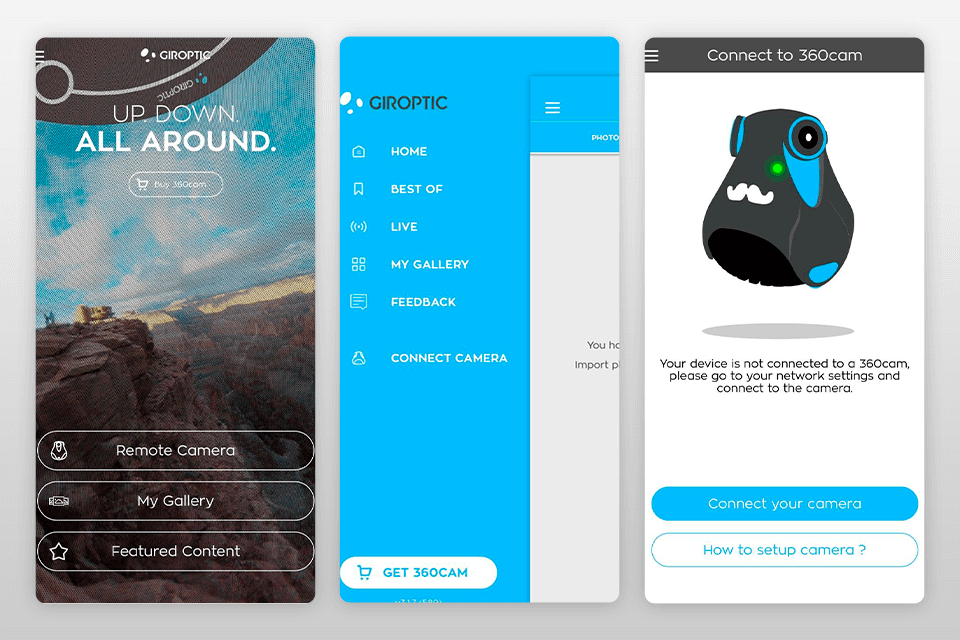 360Cam best 360 camera app interface