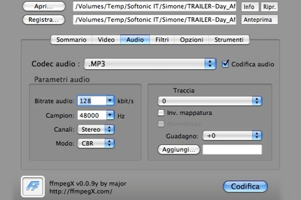 ffmpegx free video converter for mac interface
