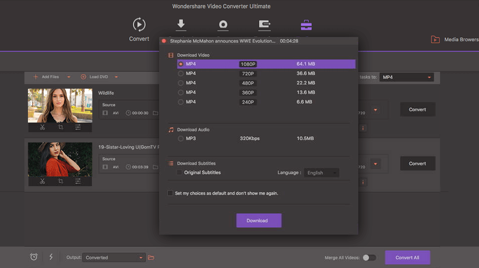 wondershare free video converter for mac interface