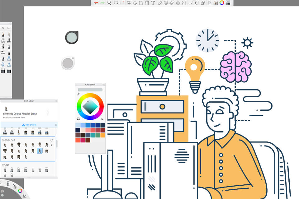 autodesk sketchbook tablet drawing software interface