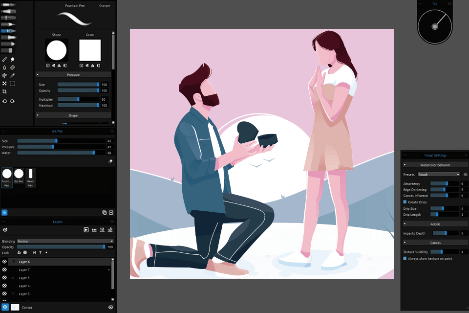 rebelle tablet drawing software interface