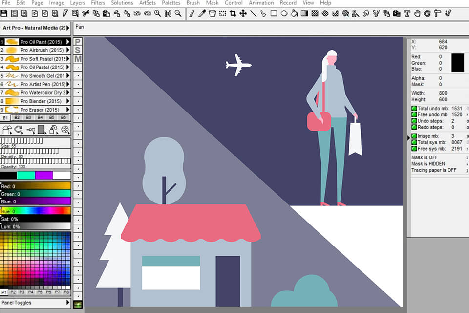 twistedbrush pro studio tablet drawing software interface