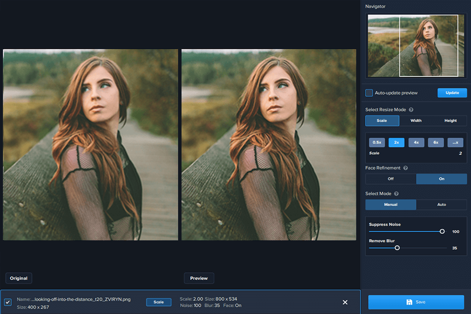 ai gigapixel interface face refinement