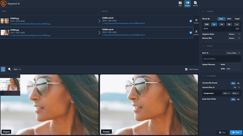 ai gigapixel interface preview