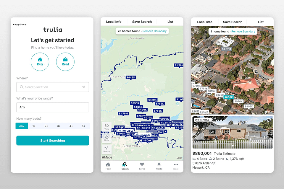 trulia real estate app interface