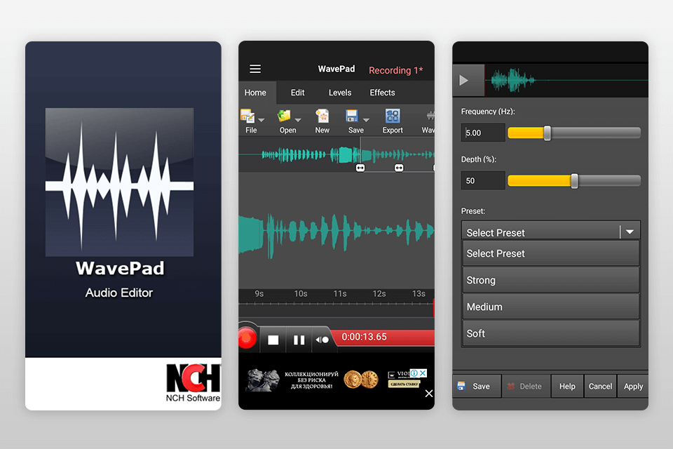 wavepad music and audio editor interface
