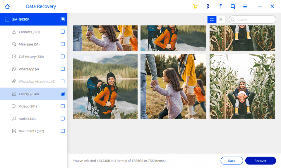 dr fone interface data recovery