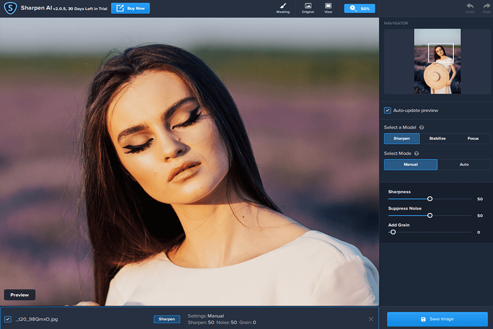 topaz sharpen ai interface
