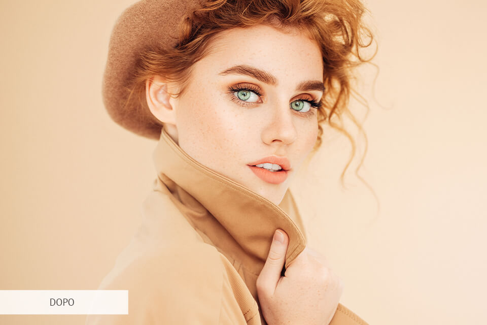 Photoshop azione occhi luminosi prima e dopo