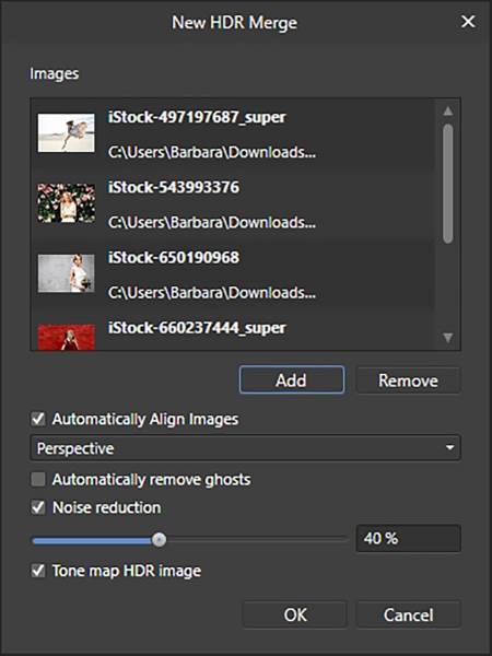 Affinity Photo hdr merge