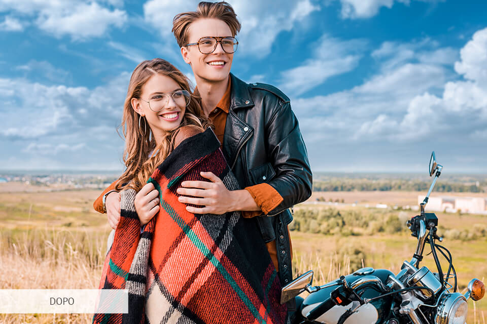 Photoshop sky overlay prima e dopo