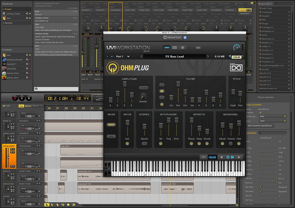 ohm studio free daw software interface