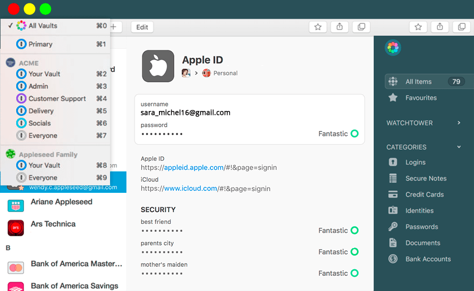 1password manager interface