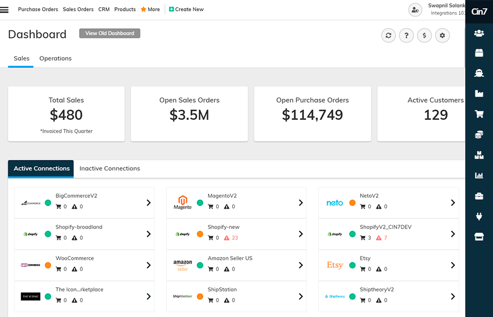 cin7 inventory management software interface