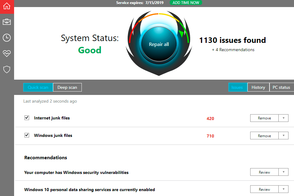 iolo antivirus and antispyware software interface