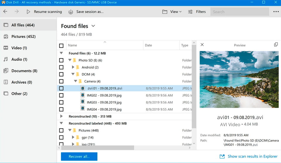 disk drill interface video repair software