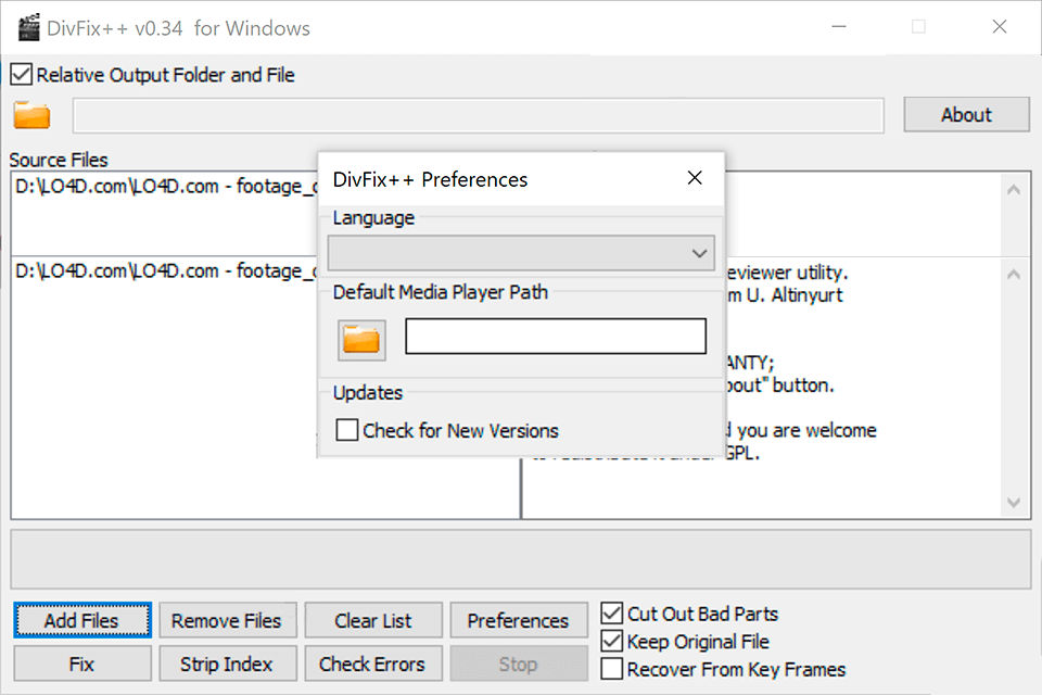 divfix interface video repair software
