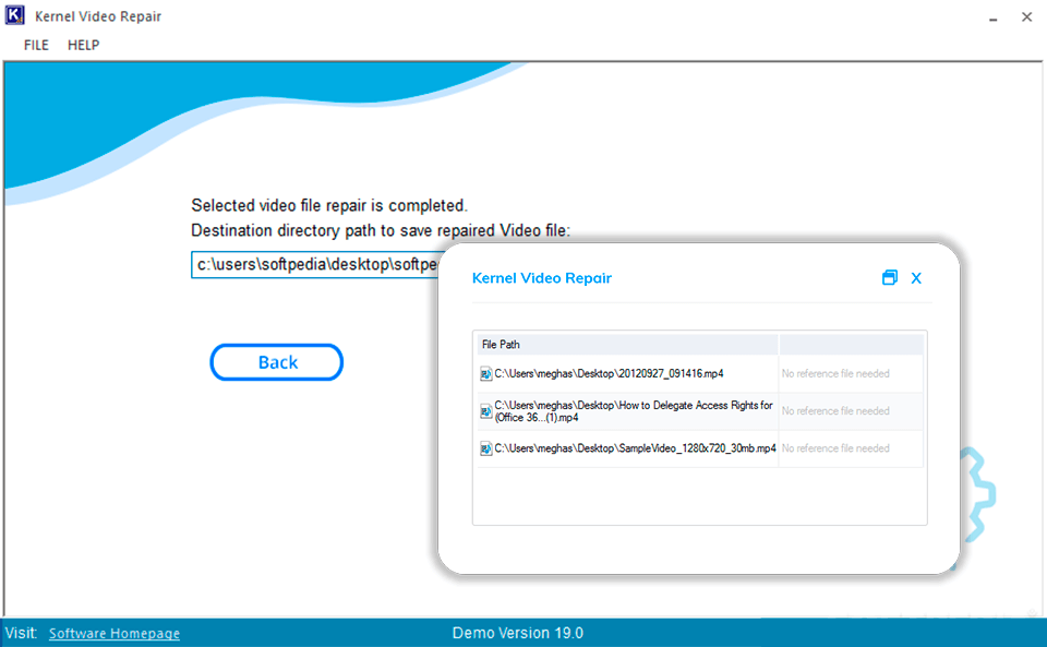 kernel video repair software interface