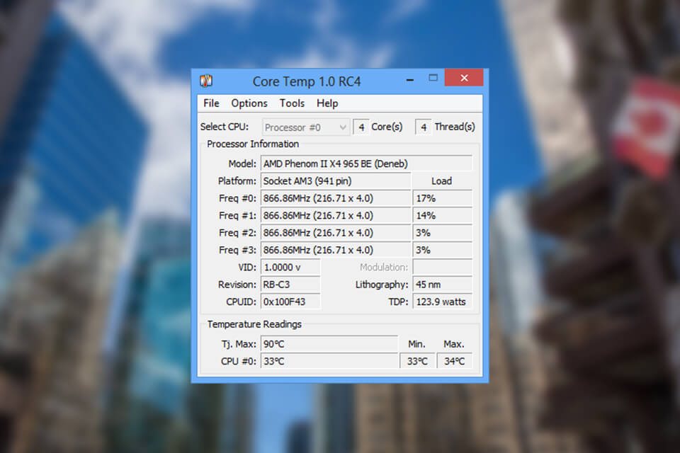 core temp cpu monitoring software interface