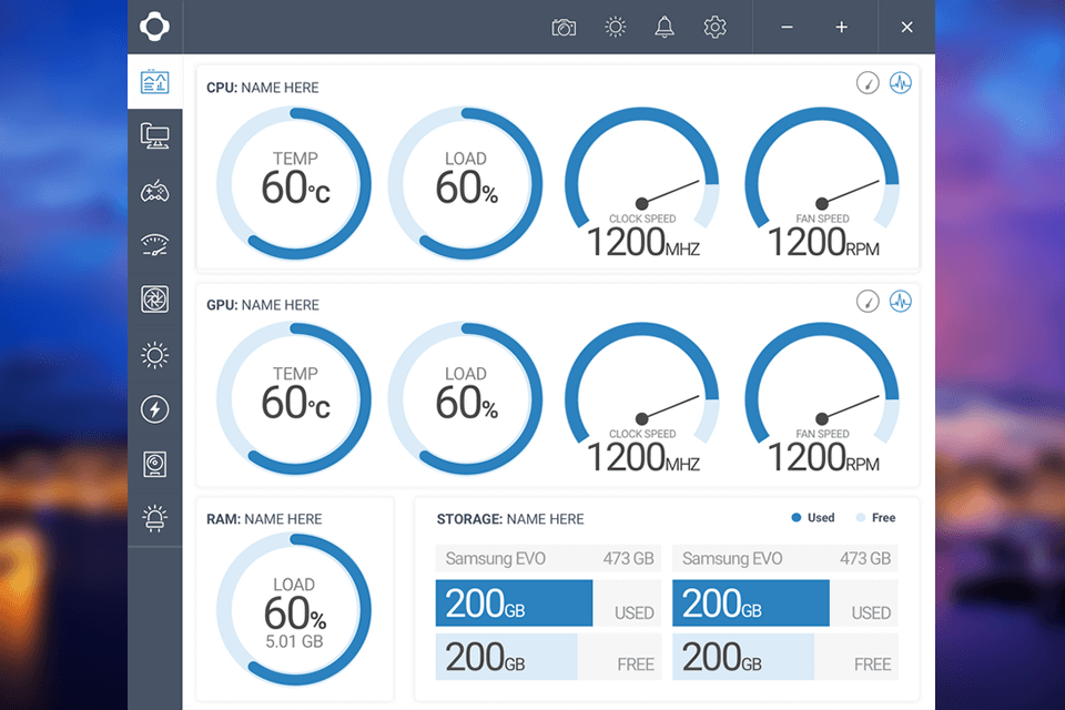 nzxt cam cpu monitoring software interface