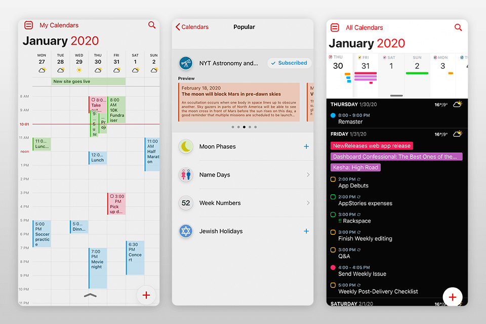 fantastical calendar app interface