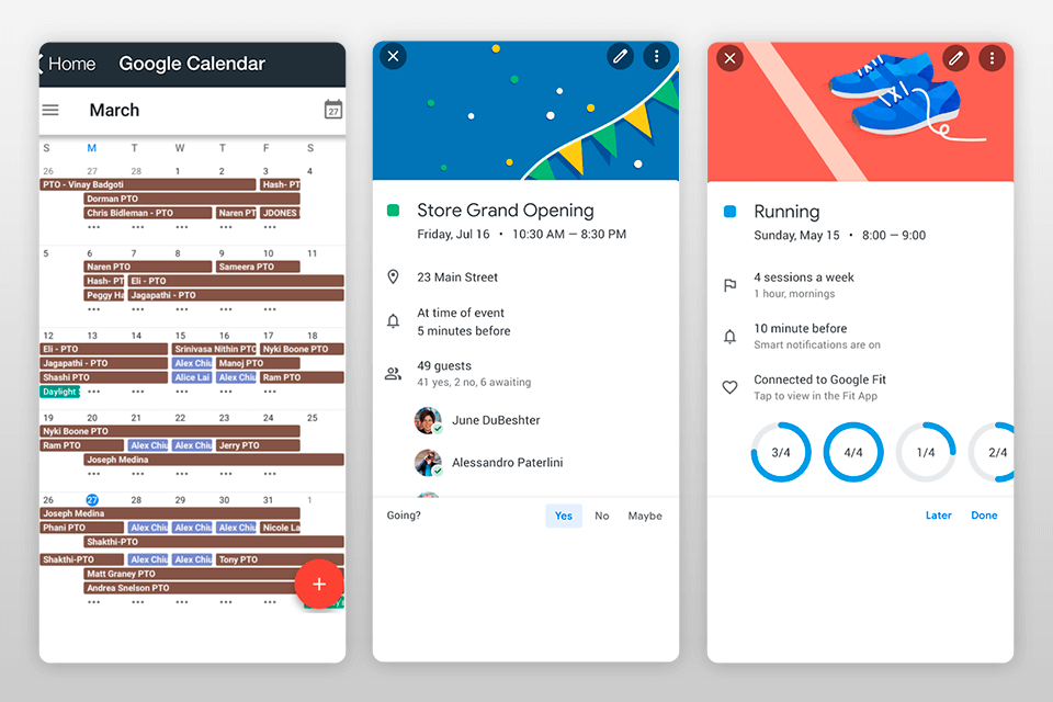google calendar app interface