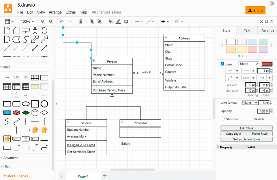 draw io free flowchart software interface