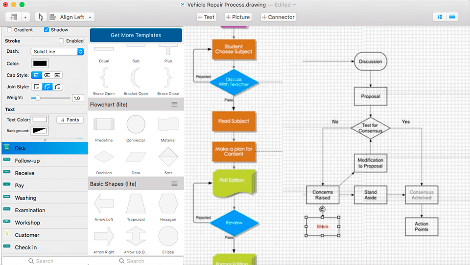 flowchart designer free flowchart software interface
