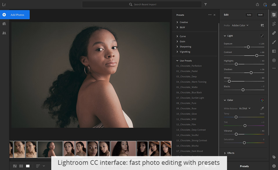 lightroom cc interface