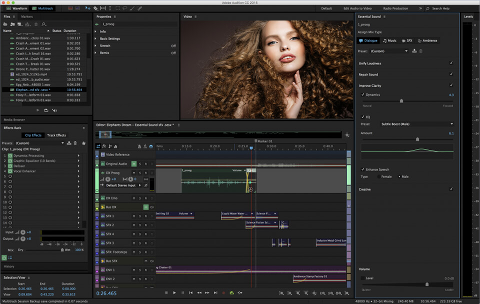 audition cc interfaccia