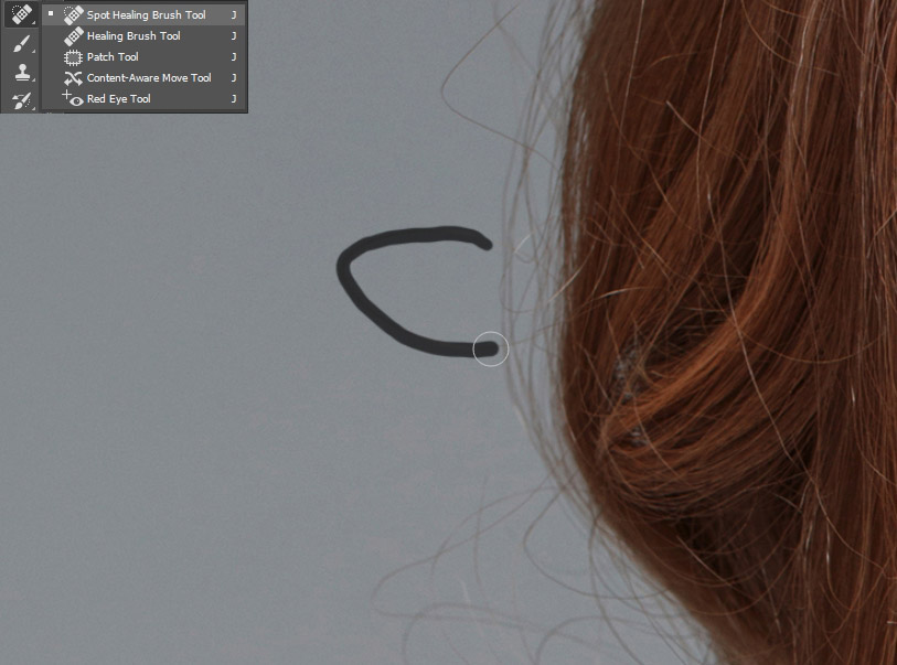 remove stray hairs photoshop healing brush